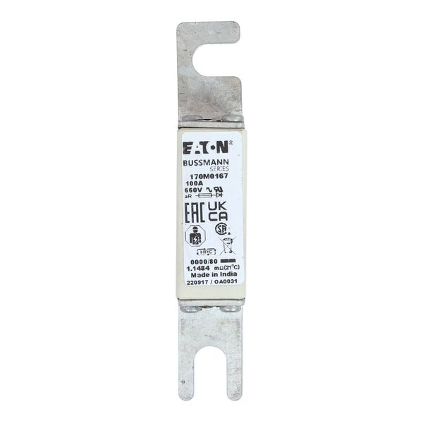 Fuse-link, high speed, 100 A, AC 660 V, size 0000, 18 x 19 x 100 mm, aR, UL, visual indicator image 6