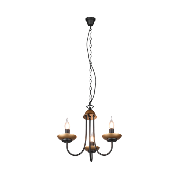 Livia chandelier 3-pc E14 matt black/gold image 1