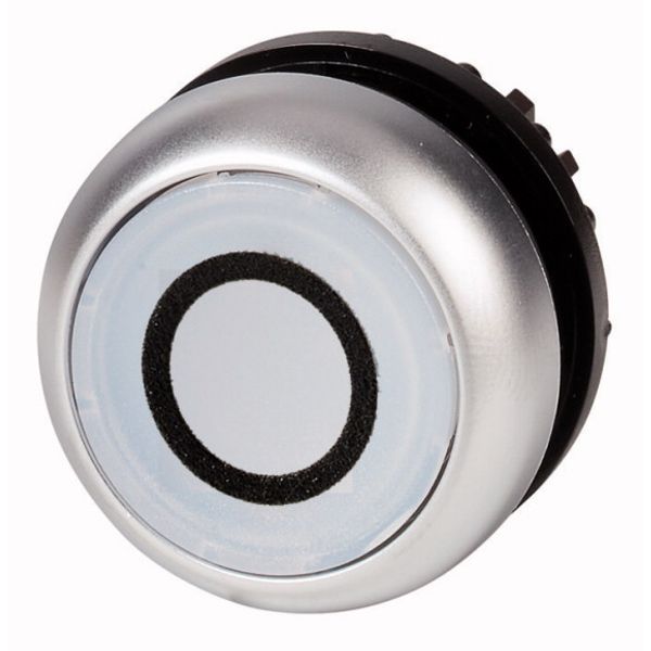 Illuminated pushbutton actuator, RMQ-Titan, Flush, maintained, White, inscribed 0, Bezel: titanium image 1