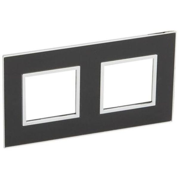 Plate Arteor - French/German std - square - 2 x 2 modules - mirror black image 1