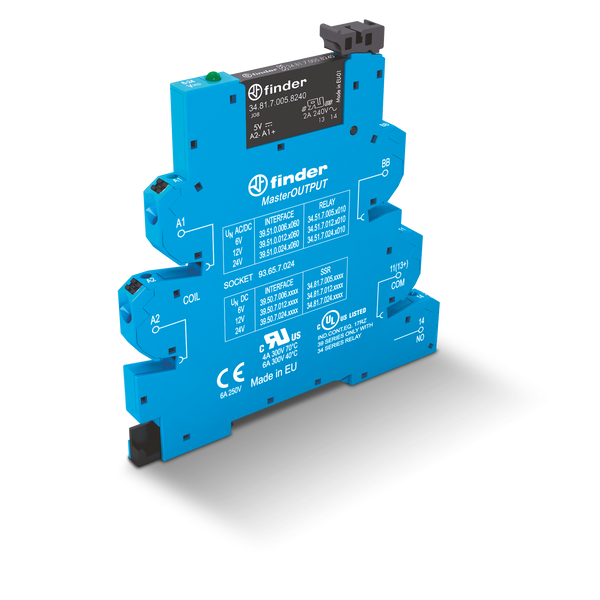 Rel. interface SSR MasterOUTPUT Push-IN In.12VDC/SEN/1NO Out.6A/24VDC (39.50.7.012.9024) image 2