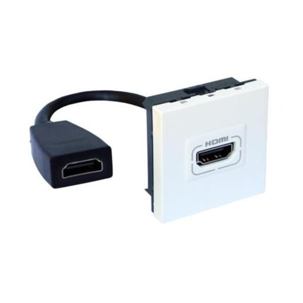 HDMI preterminated socket 2 modules white Arteor image 1