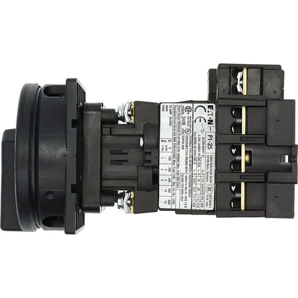 Main switch, P1, 25 A, rear mounting, 3 pole + N, STOP function, With black rotary handle and locking ring, Lockable in the 0 (Off) position image 31