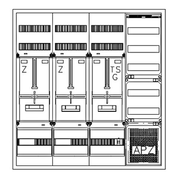 Z„hlerverteiler 2xZF, H=1100 B=1050 T=210mm, 1xTSG, VF, APZ image 1