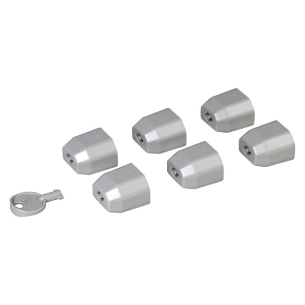 Set of 6 locking caps for C13 standard outlet + 1 key for PDU image 2