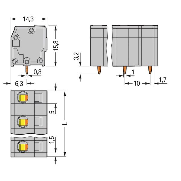 PCB terminal block 2.5 mm² Pin spacing 10 mm gray image 4