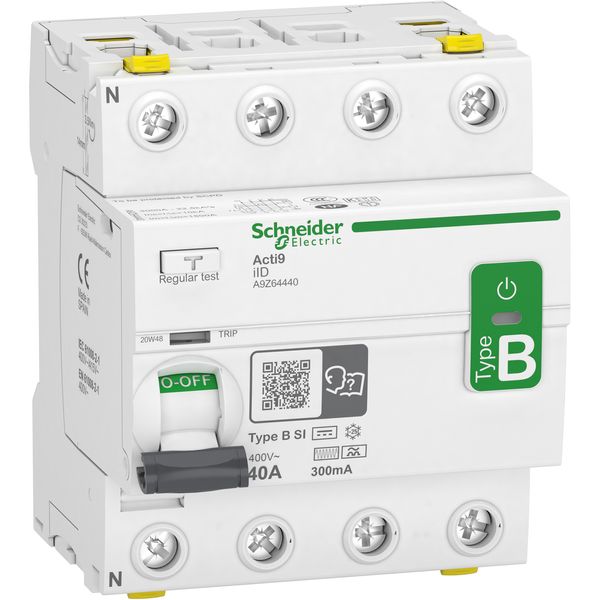 Acti9 iID - Residual Current Circuit Breaker - 4P - 40A - 300mA - B-SI type image 1