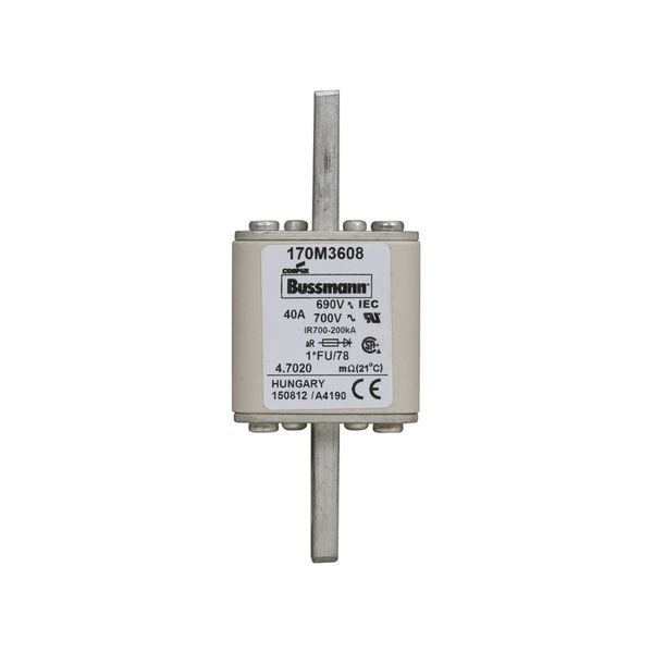 Fuse-link, high speed, 40 A, AC 690 V, compact size 1, 45 x 45 x 110 mm, aR, IEC, UL image 7