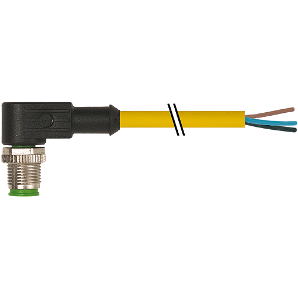 M12 male 90° A-cod. with cable PUR 4x0.34 ye UL/CSA+drag ch. 5m image 1