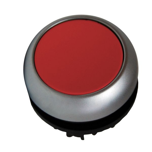 Push-button flat, spring-return, red image 1