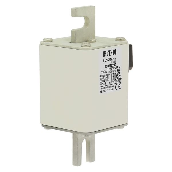 Fuse-link, high speed, 700 A, AC 1250 V, size 2, 61 x 77 x 138 mm, aR, DIN, IEC, single indicator image 15