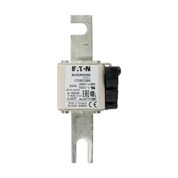 Fuse-link, high speed, 250 A, AC 690 V, compact DIN 1, 45 x 58 x 134 mm, aR, DIN, IEC, type K indicator, 110 mm centres image 5