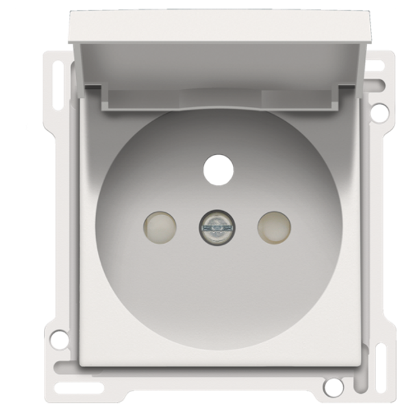 Finishing set for socket outlet with hinged lid, pin earthing and shutters, flush-mounting depth 28.5 mm, white image 1