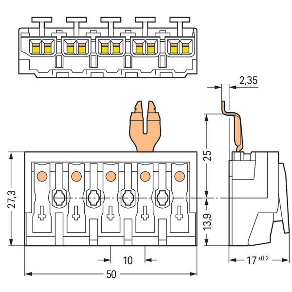 Lighting connector push-button, external with angled snap-in ground co image 4