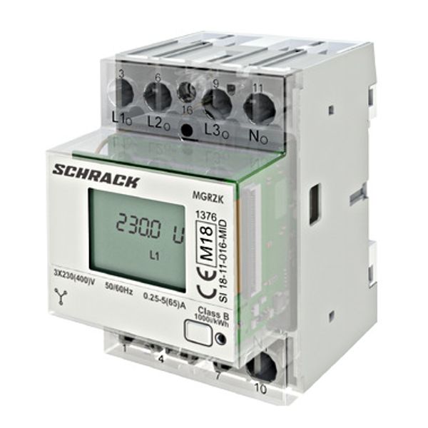 Modular 4-wire-kwh-meter 65A direct, with MID and M-Bus, 3MW image 1