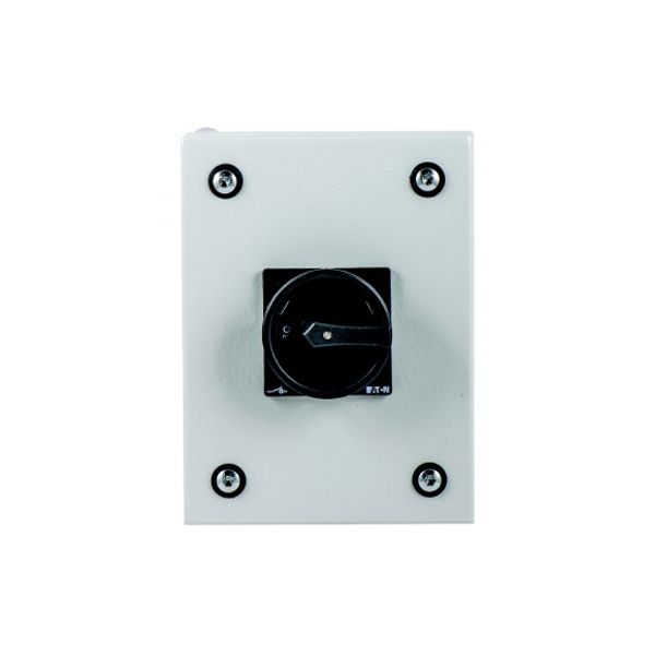 Main switch, P1, 32 A, surface mounting, 3 pole, 1 N/O, 1 N/C, STOP function, With black rotary handle and locking ring, Lockable in the 0 (Off) posit image 1