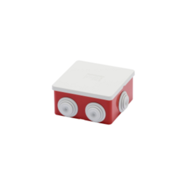JUNCTION BOX WITH PLAIN PRESS-ON LID - IP44 - INTERNAL DIMENSIONS 80X80X40 - WALLS WITH CABLE GLANDS - GWT960ºC - GREY RAL 7035 - BOX RED RAL 3000 image 1