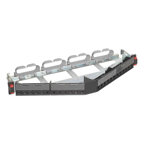 Angled patch panel 19 inches to be equipped with 24 RJ45 image 1