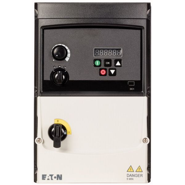 Variable frequency drive, 230 V AC, 1-phase, 15.3 A, 4 kW, IP66/NEMA 4X, Radio interference suppression filter, Brake chopper, 7-digital display assem image 1