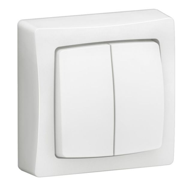 Double two-way switch 10A Surface-mounted switchgear complete with automatic terminals - white image 1