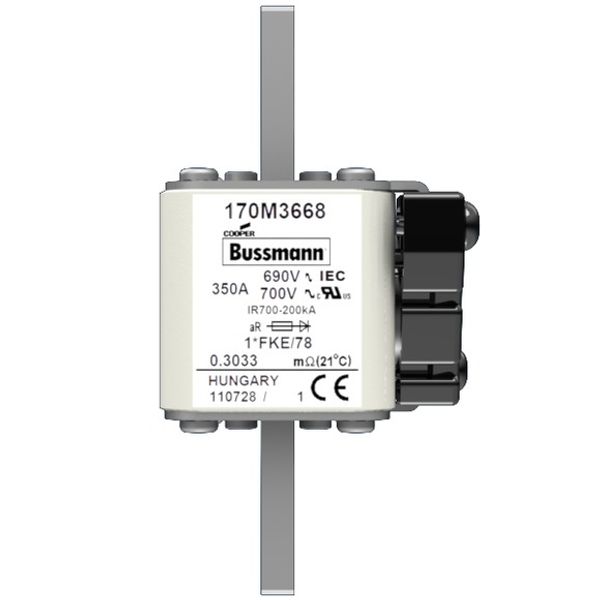 Fuse-link, high speed, 350 A, AC 690 V, compact size 1, 45 x 59 x 110 mm, aR, IEC, UL image 1