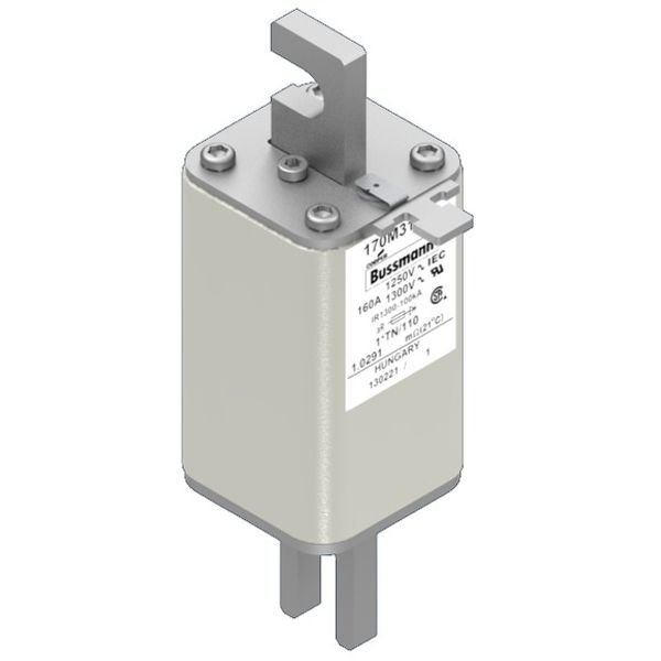 Fuse-link, high speed, 160 A, AC 1250 V, compact size 1, 45 x 58 x 138 mm, aR, DIN, IEC, type T indicator image 2