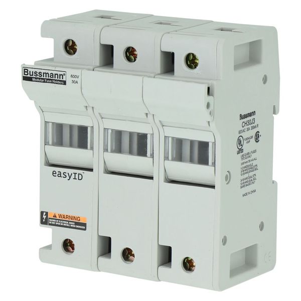 Fuse-holder, low voltage, 30 A, AC 600 V, DC 600 V, UL Class J, 98 x 72 x 117 mm, 3P, UL, CSA image 6