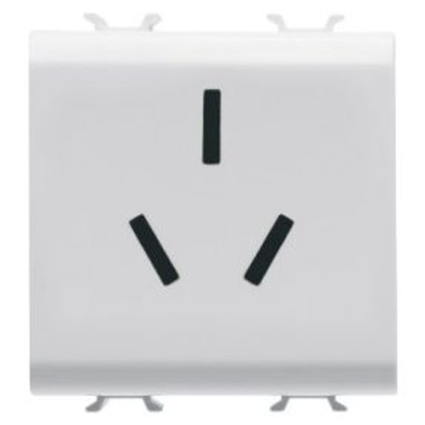 CHINESE STANDARD SOCKET-OUTLET 250V ac - 2P+E 16A - 2 MODULES - SATIN WHITE - CHORUSMART image 1