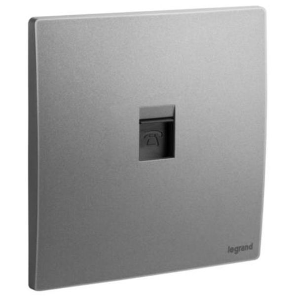 Mallia Senses - 1 gang single RJ11 telephone socket outlet - Dark Silver image 1