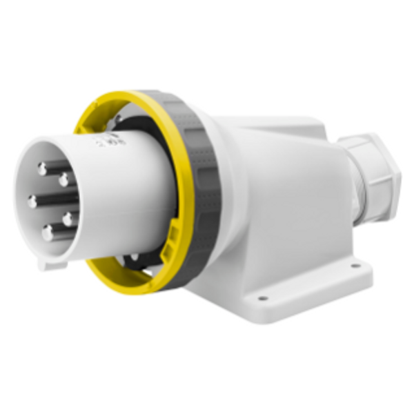 90° ANGLED SURFACE MOUNTING INLET - IP67 - 2P+E 63A 100-130V 50/60HZ - YELLOW - 4H - MANTLE TERMINAL image 1