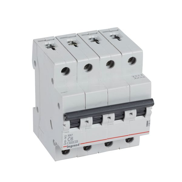 MCB RX³ 6000 - 4P - 400V~ - 6 A - C curve - prong-type supply busbars image 1