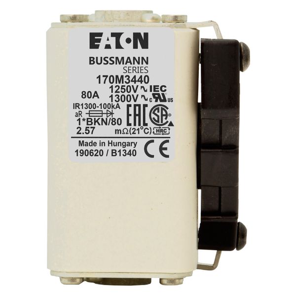 Fuse-link, high speed, 80 A, AC 1250 V, compact size 1, 45 x 59 x 81 mm, aR, IEC, UL, single indicator image 21