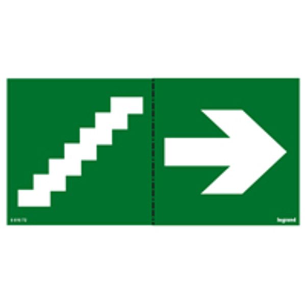 Label - for emergency lighting luminaires - stairs on right - 100 x 200 mm image 1