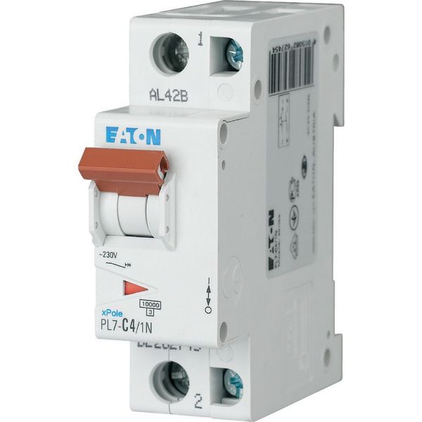 Miniature circuit breaker (MCB), 4 A, 1p+N, characteristic: D image 2