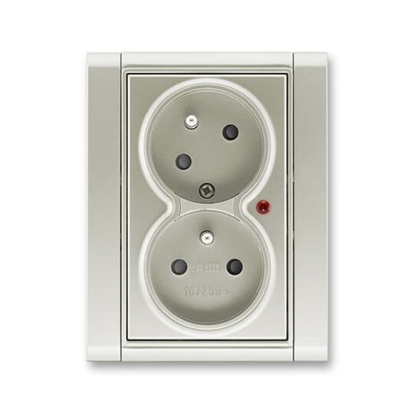 5593F-C02357 32 Double socket outlet with earthing pins, shuttered, with turned upper cavity, with surge protection image 1