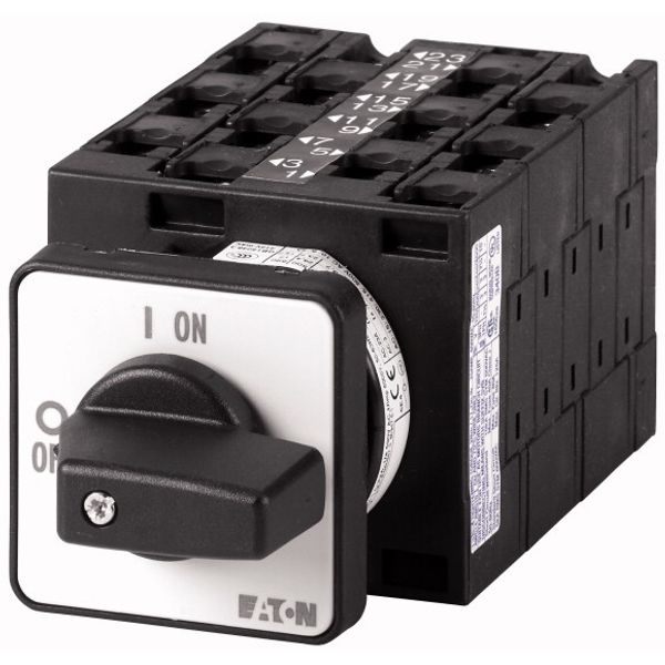 On-Off switch, T3, 32 A, flush mounting, 6 contact unit(s), 12-pole, with black thumb grip and front plate image 1
