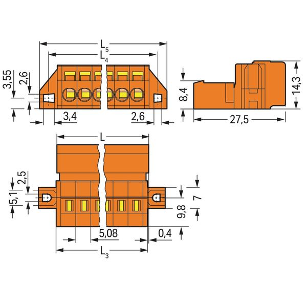 1-conductor male connector CAGE CLAMP® 2.5 mm² orange image 2