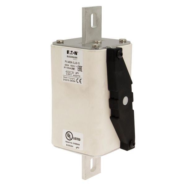 Fuse-link, high speed, 400 A, DC 1500 V, 3L, 75 x 205 mm, gPV, IEC, UL, with indicator, bolted contacts image 9