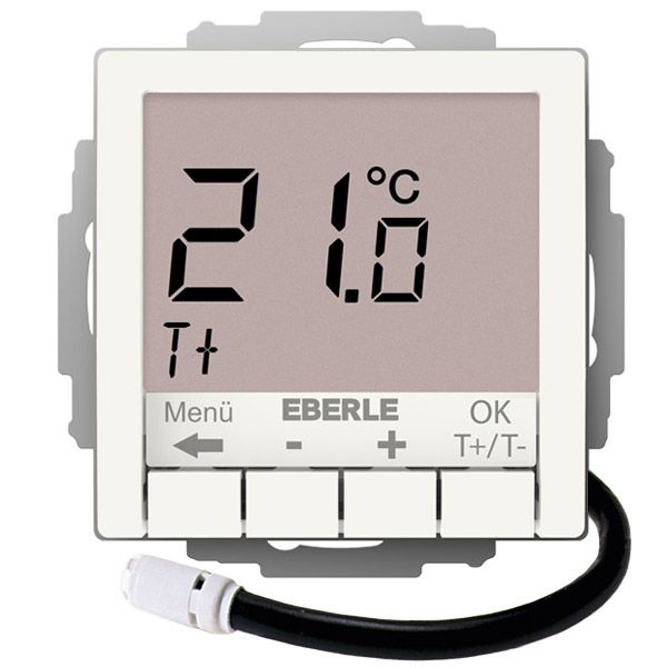 UP-Thermostat zur Regelung elektrischer Temperiersysteme, RAL9010 glänzend 55x55, AC 230V, 1Schliesser 16 A, Hinterleuchtung weiss image 1