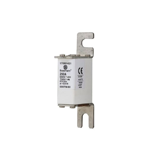 Fuse-link, high speed, 250 A, AC 690 V, DIN 000, aR, DIN, IEC, single indicator, live gripping lugs image 11