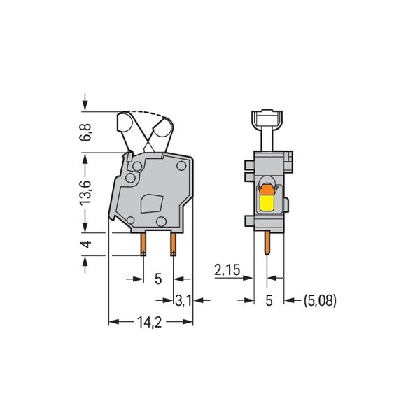 Stackable PCB terminal block push-button 2.5 mm² orange image 4