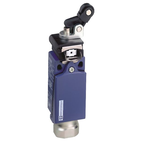 Limit switch XCDR - th.plastic roller lever plung. Ver - 1NC+1NO - slow - 1/2NPT image 1