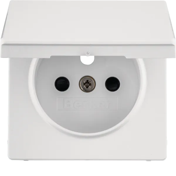 Q.x Faceplate with contact apertures for the socket with grounding. with cover, white image 1