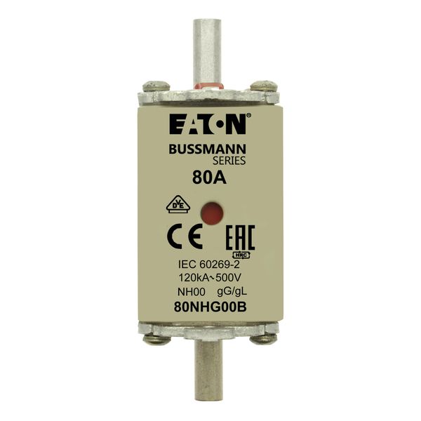 Fuse-link, low voltage, 80 A, AC 500 V, NH00, gL/gG, IEC, dual indicator image 7