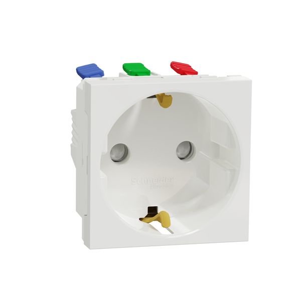 Socket-outlet, New Unica, mechanism, 2P + E, 16A, Schuko, with shutter, screwless terminals, glossy, untreated, white image 2
