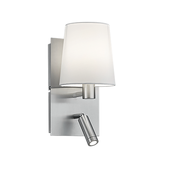 Marriot wall lamp E27 + LED brushed steel/white image 1
