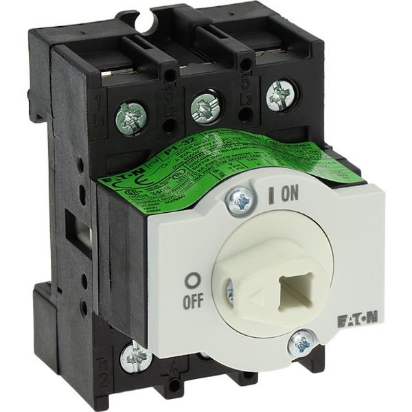 Main switch, P1, 32 A, rear mounting, 3 pole, Emergency switching off function, With red rotary handle and yellow locking ring, Lockable in the 0 (Off image 11