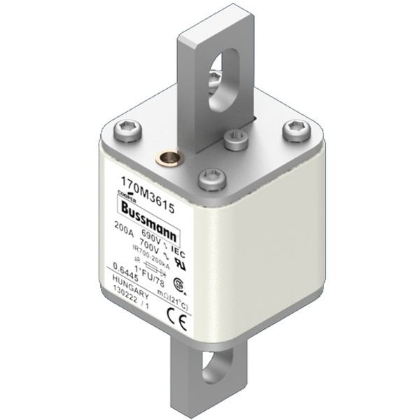 Fuse-link, high speed, 200 A, AC 690 V, compact size 1, 45 x 45 x 110 mm, aR, IEC, UL image 2