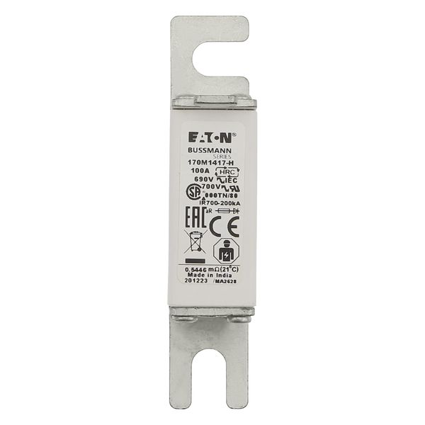 Fuse-link, high speed, 100 A, AC 690 V, size 000, 21 x 40 x 100 mm, aR, DIN, IEC, single indicator image 9