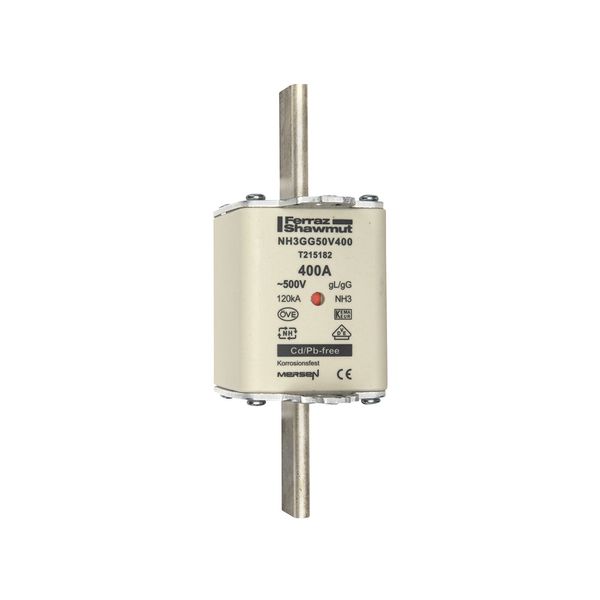 Fuse-link NH3 gG 500VAC 400A live tags Double indicator image 1